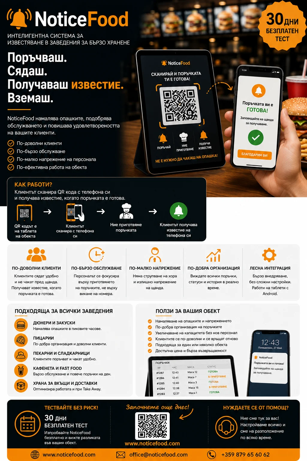 NoticeFood – QR код на таблет и известяване на телефона